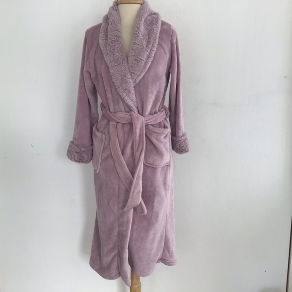Carole Hochman Pink/Purple Plush self belted Bathrobe Size Small - Picture 1 of 8